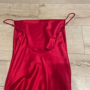 Red silk dress